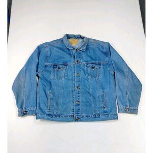 Open Trails Denim Jean Jacket Men's XL Blue Vintage 90s Trucker‎ Westerncore
